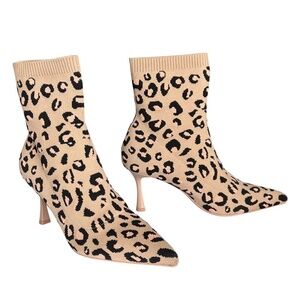 Cosy Island Animal Print "Minimalist" Sock Ankle Boots Size 10 NWT Includes Box